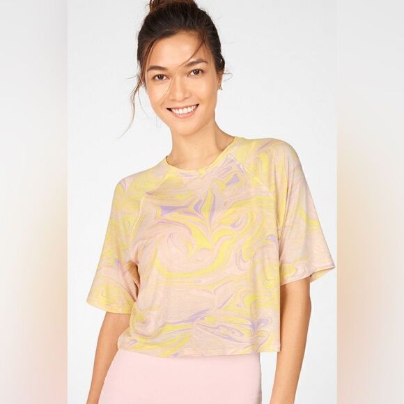 Fabletics Loveday Short-Sleeve Raglan Tee Womens Marble Size medium - Picture 1 of 5